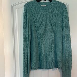 crown & ivy Teal Cable Knit Sweater